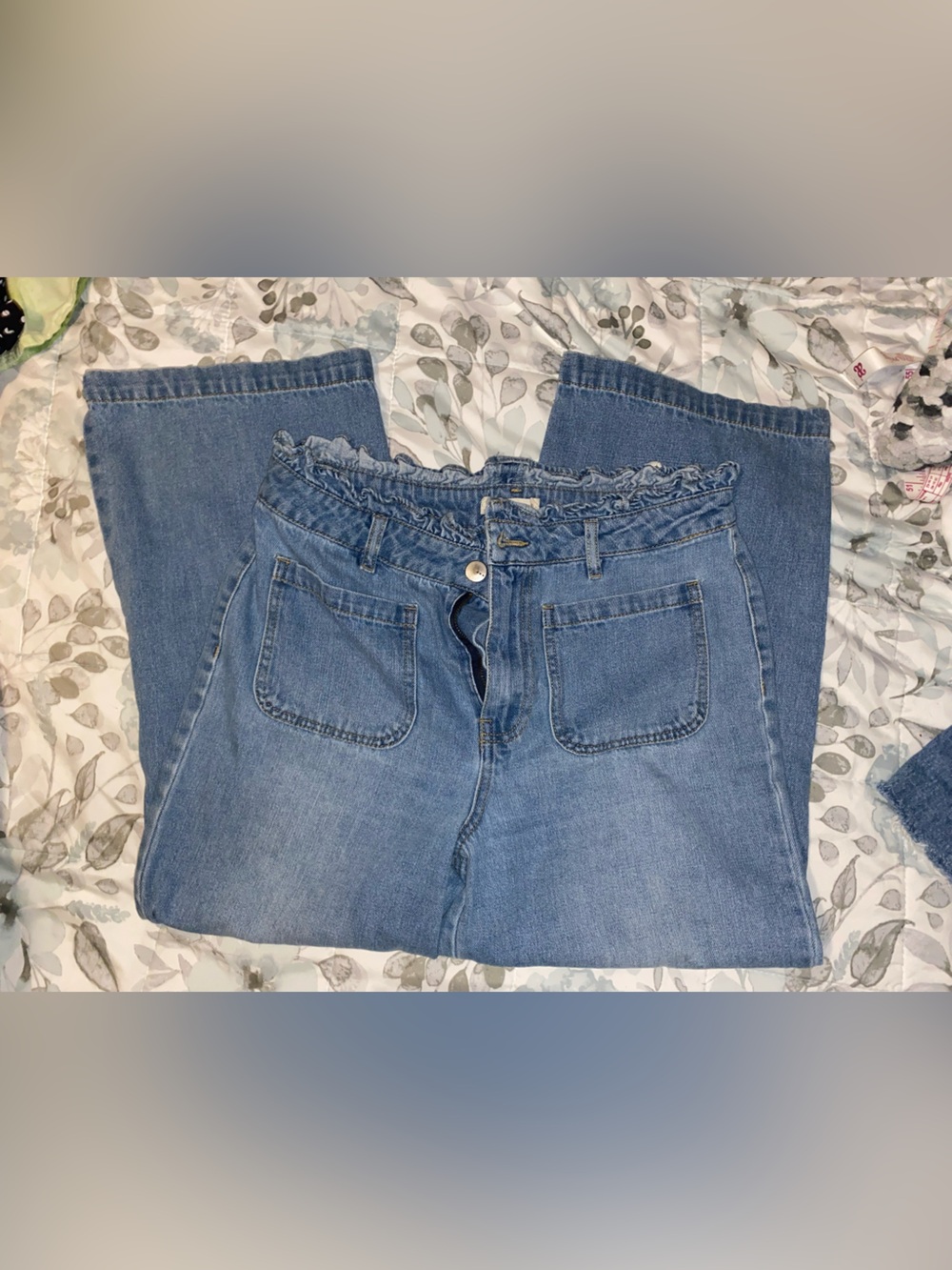 Francesca's Collections Medium Blue High-Rise Paperbag Jeans